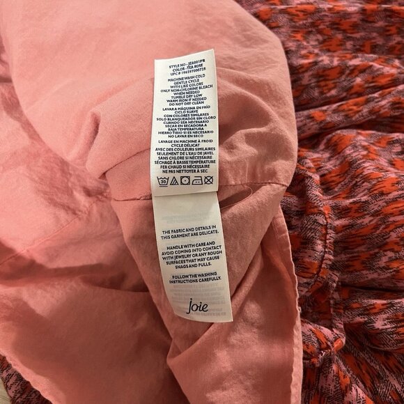 Joie Maxi Dress Size Small Tiered Lined Peasant Ikat Red Pink Tea Rose JE6001PR - Picture 5 of 9